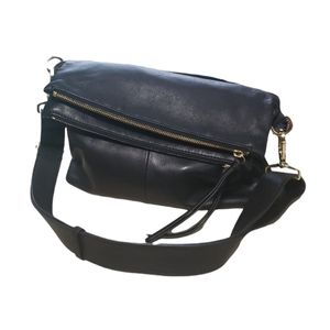 Margot New York Black Leather foldover crossbody Bag